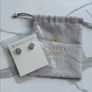 Kendra Scott Tessa White iridescent silver rhodium Druzy Earrings